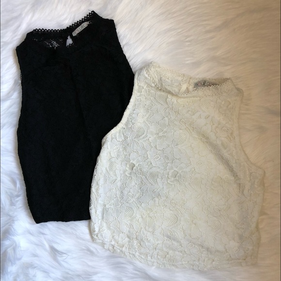 Rolla Coster Tops - Lace Mock Neck Sleeveless Crop Top Bundle